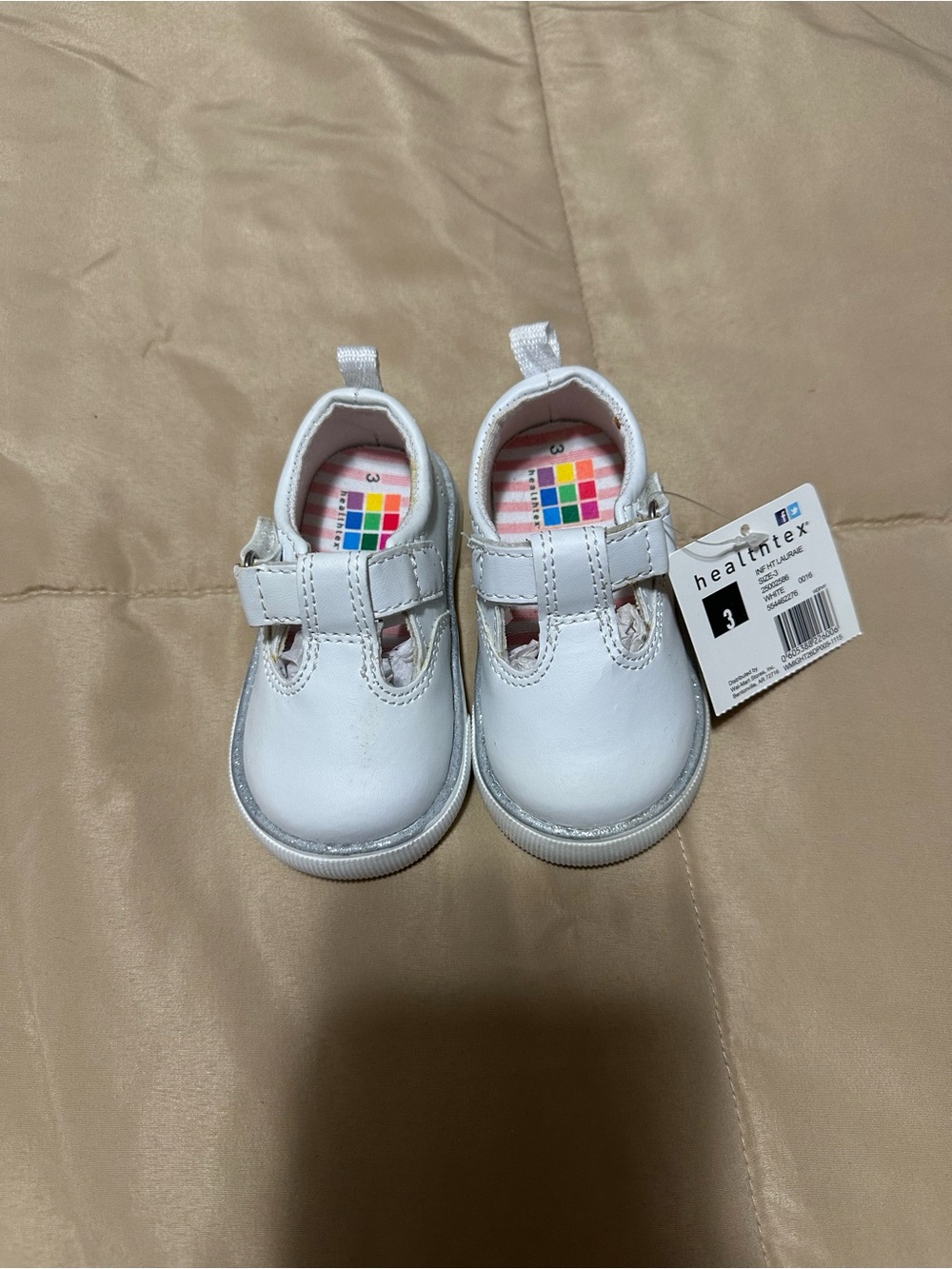 healthtex White Baby Mary Jane Walker Shoes with Hook-and-Loop Strap